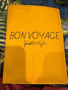 Kendall & Kylie Yellow 'BON VOYAGE' Passport Cover new